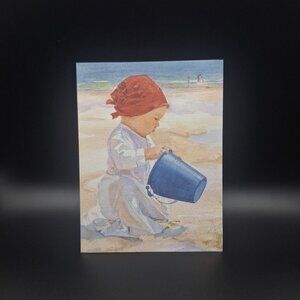 Betty Giroux Blank Note Card Colorful Beach Scene Baby Pail Sand Sea Ocean LakeZ